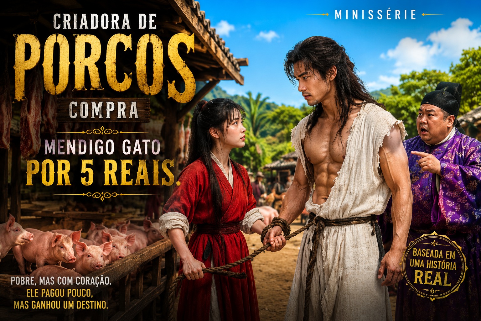 Criadora de porcos compra mendigo gato por 5 reais.